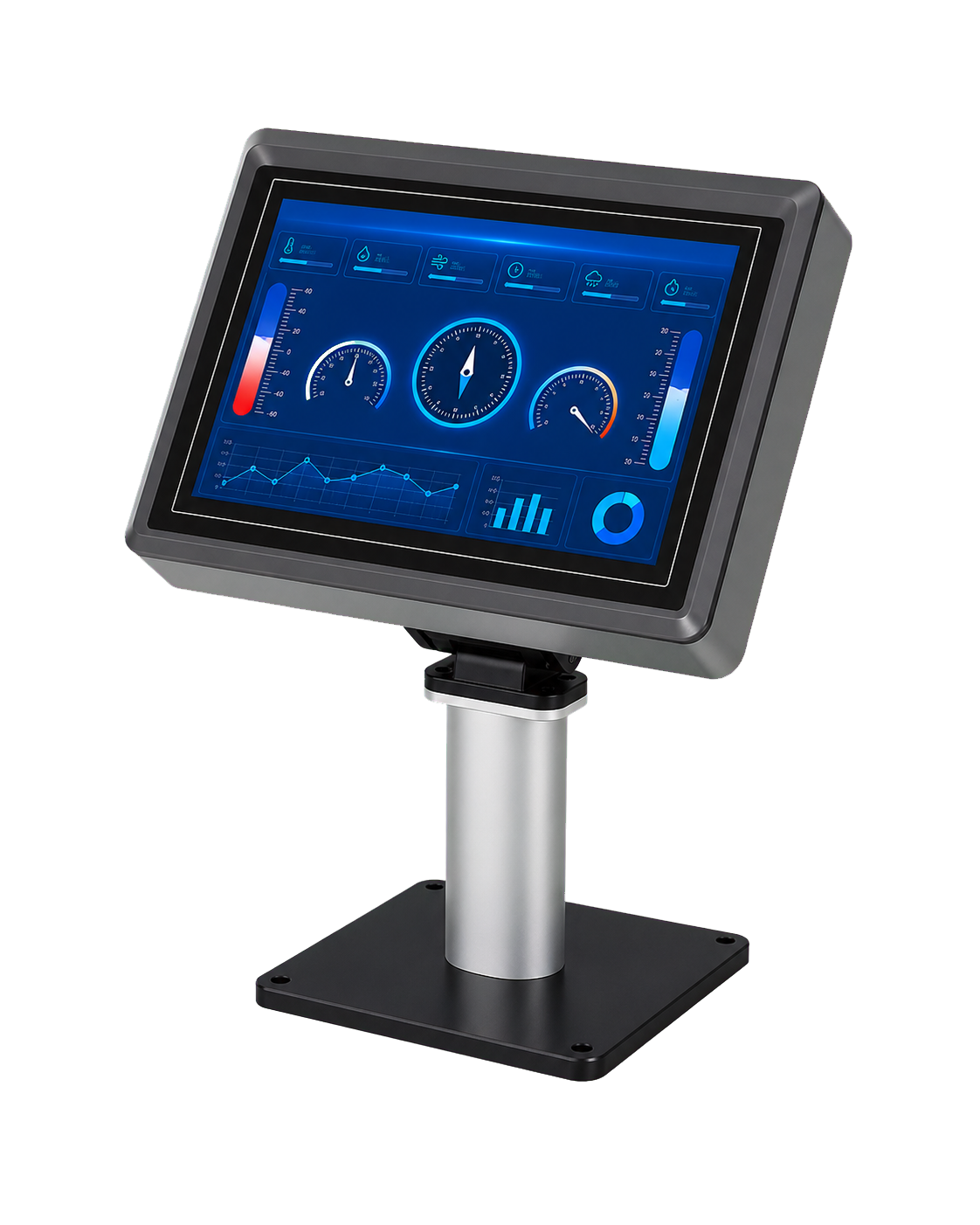 AeroSense-MetStation six-element weather station with touchscreen three-quarter right view